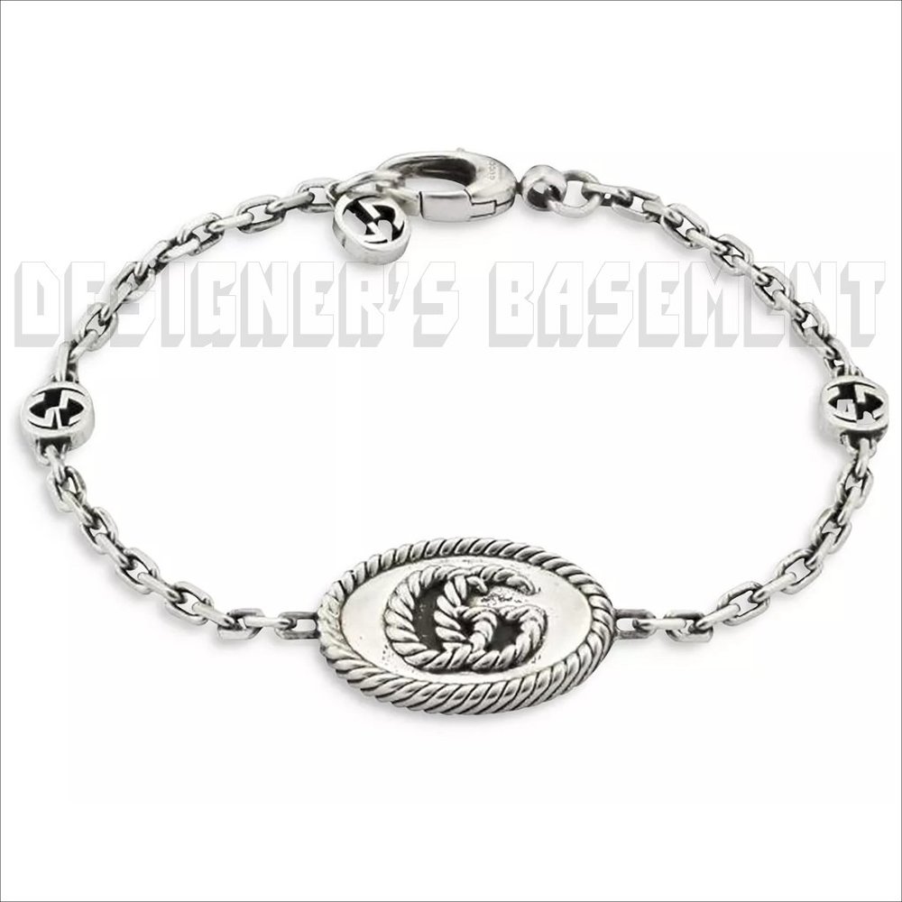 GUCCI size 18 Sterling Silver MARMONT Torchon Double G charms Chain Bracelet 🎁 - Picture 6 of 11